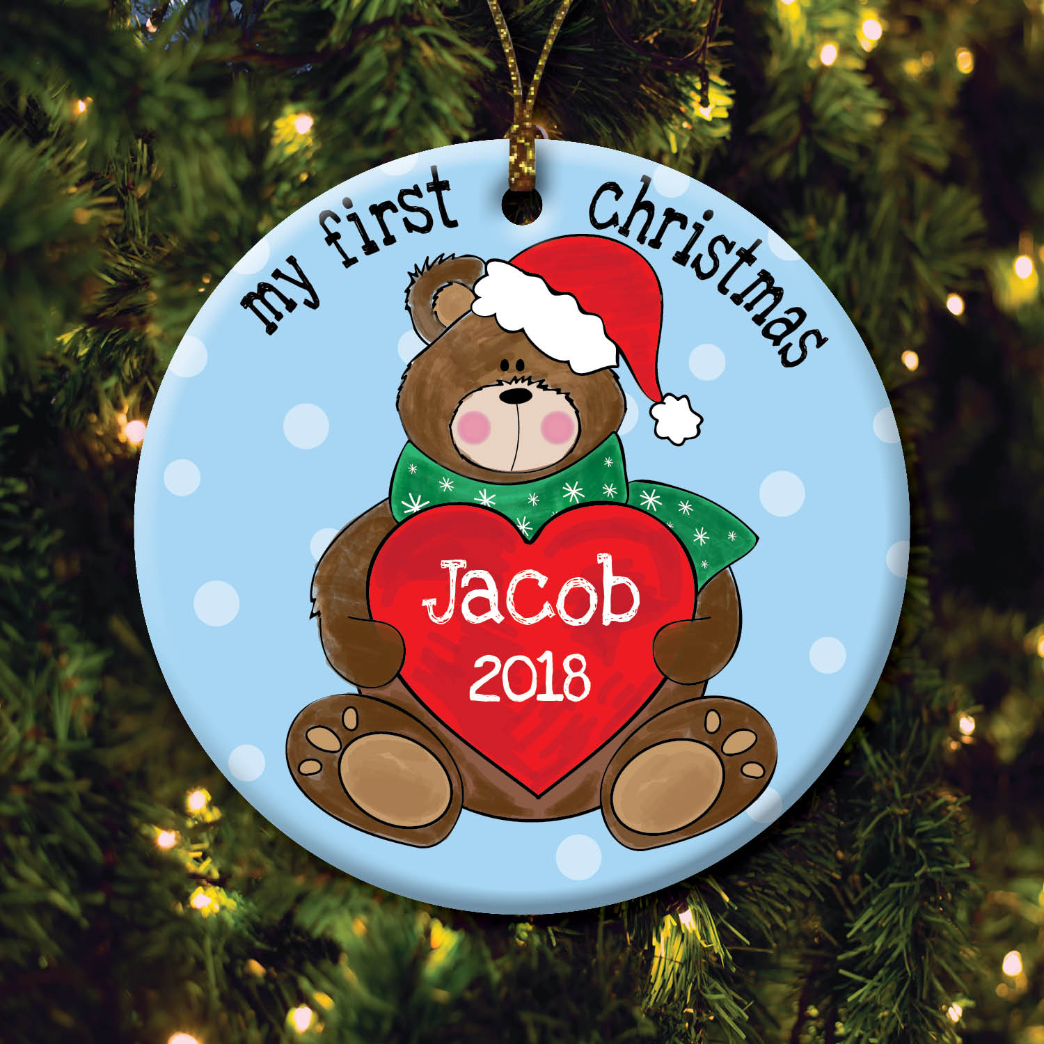 Boy's First Christmas Personalized Ornament