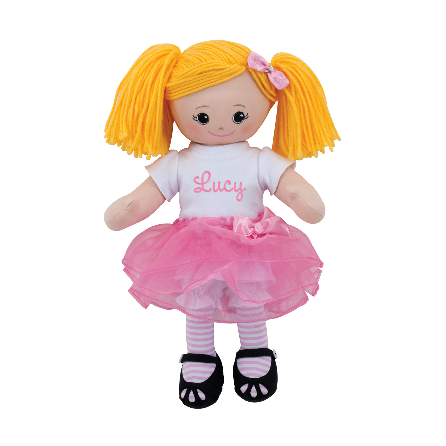 Personalized Blonde Doll With Tutu and Hair Clip
