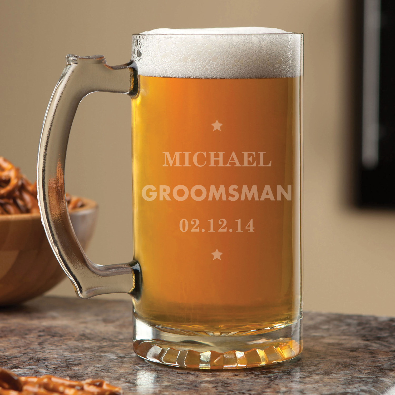 Groomsman Personalized 16 Oz Beer Mug