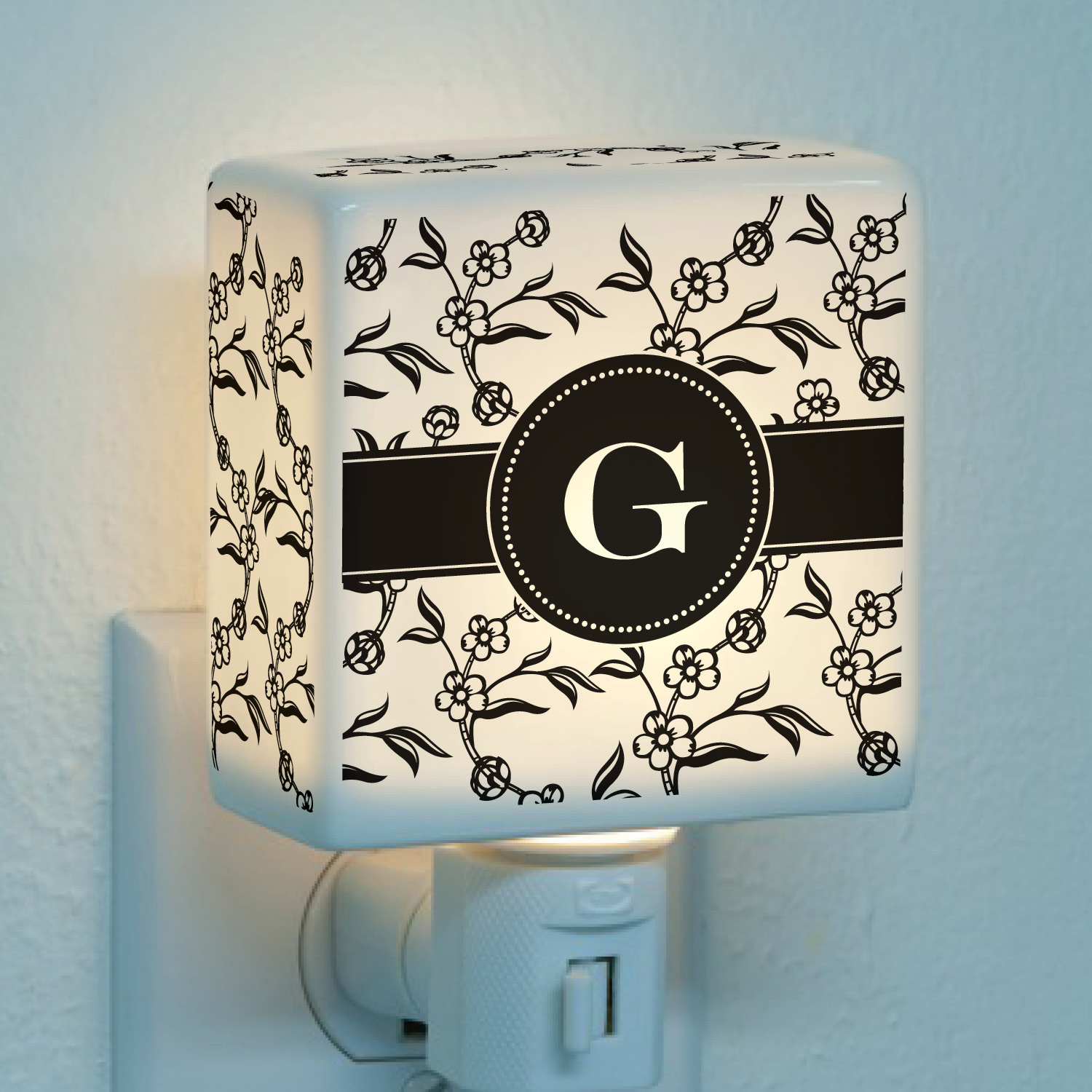 Floral Initial Personalized Nightlight