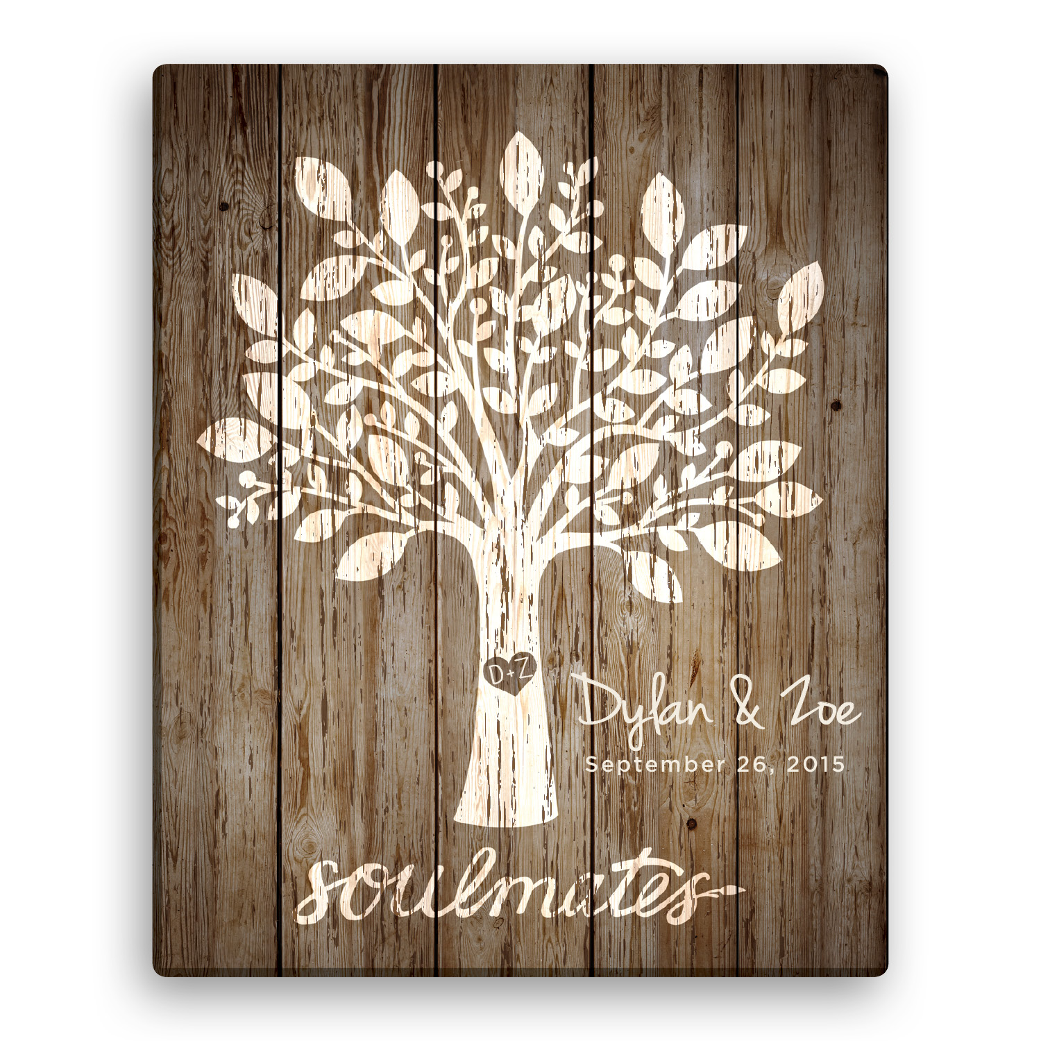 Tree Of Love Personalized 16x20 Canvas---Brown 
