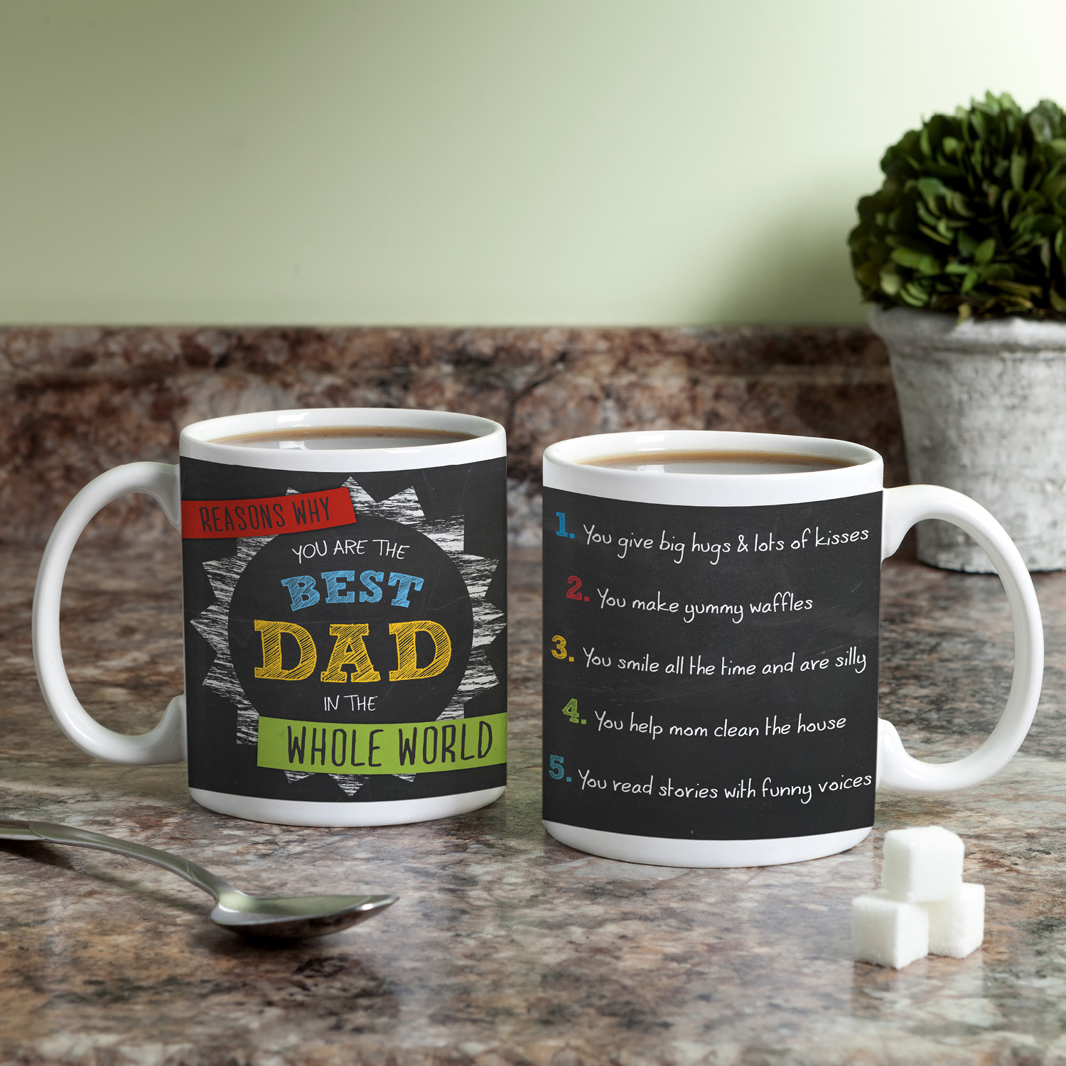 Reasons Why For Dad Personalized White Coffee Mug - 11 oz.