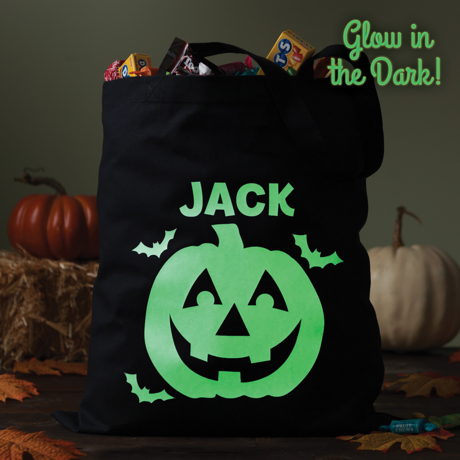 Jack O Lantern Personalized Glow In The Dark Treat Bag