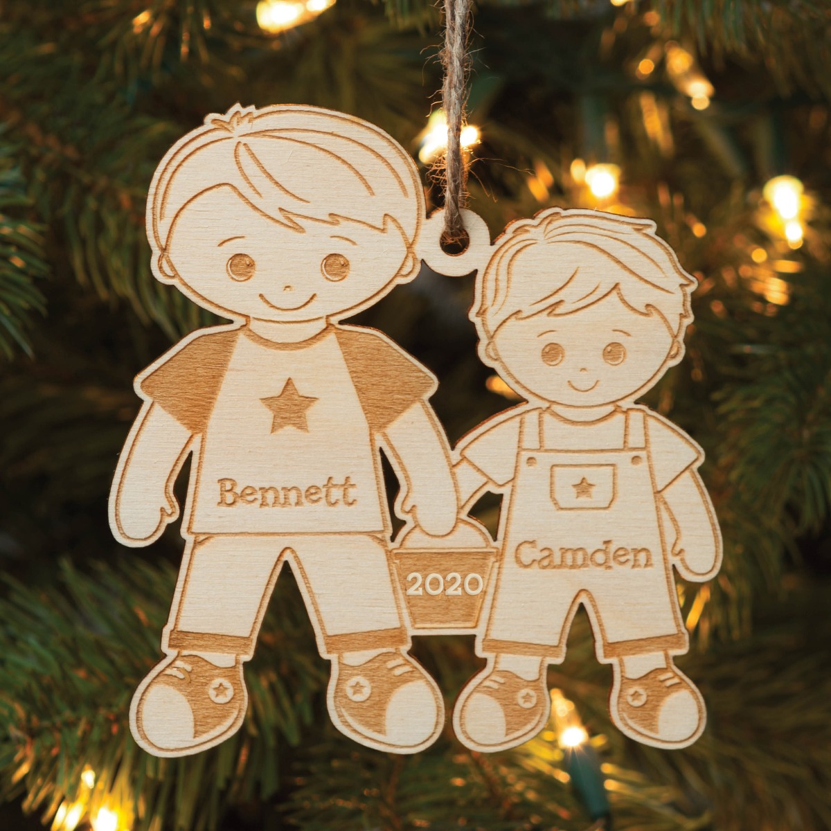 Big Brother & Little Brother Personalized Wood Ornament
