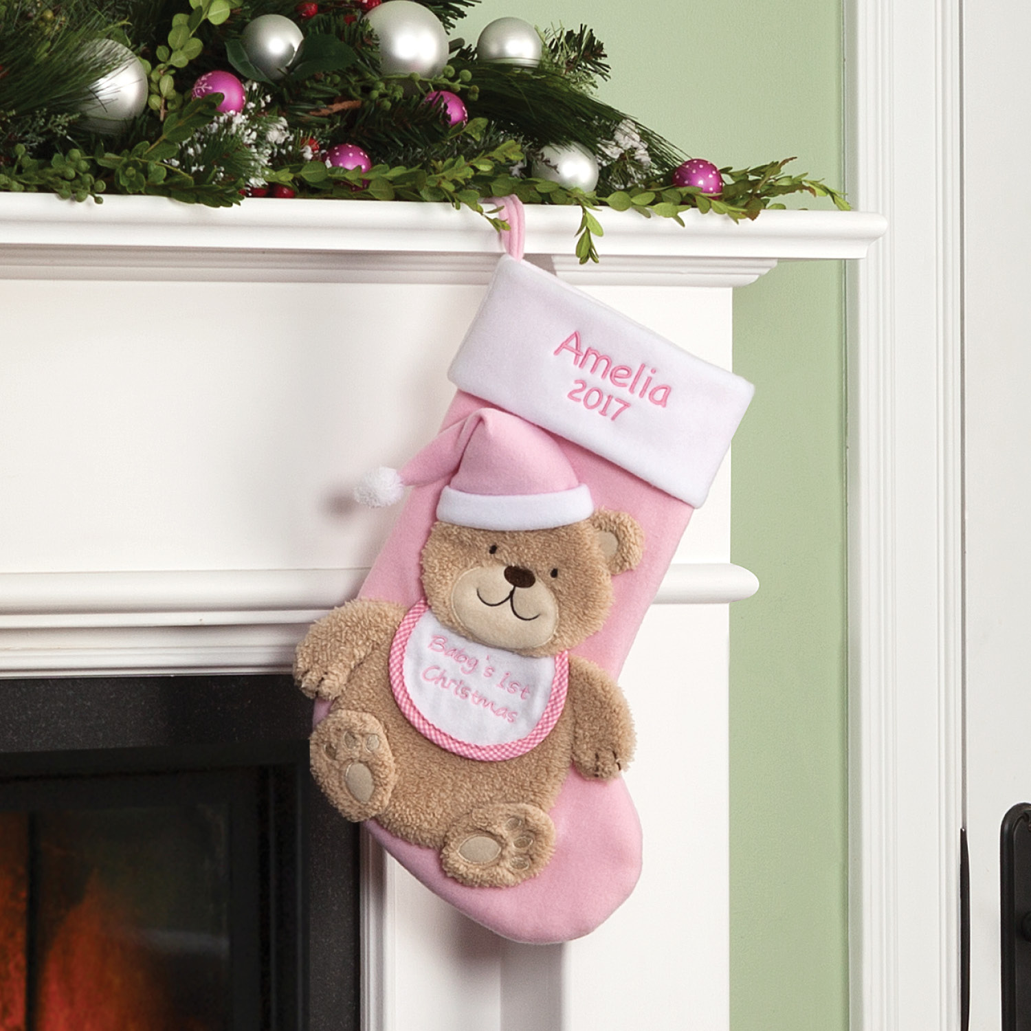 Baby Girl's 1st Christmas Personalized Stocking