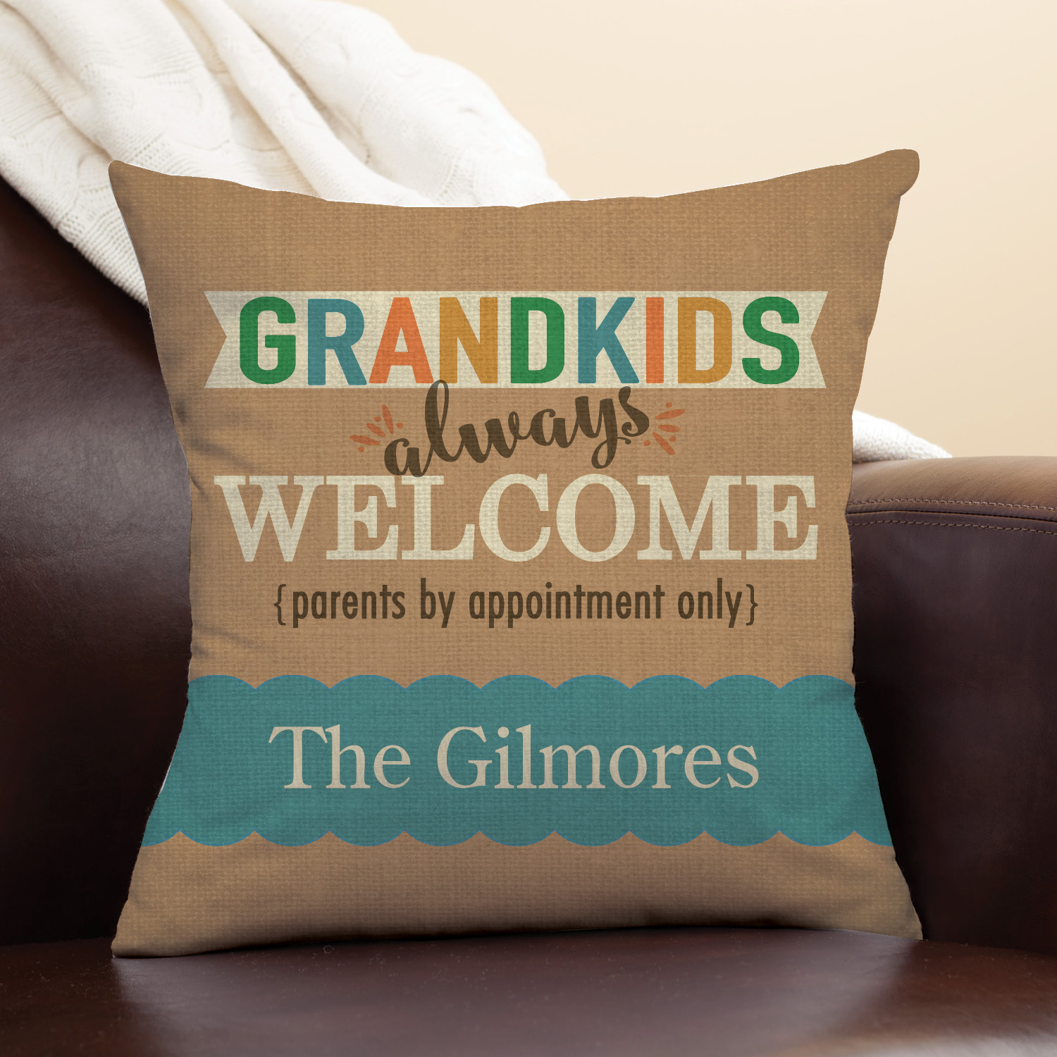 Grandkids Always Welcome Personalized Throw Pillow