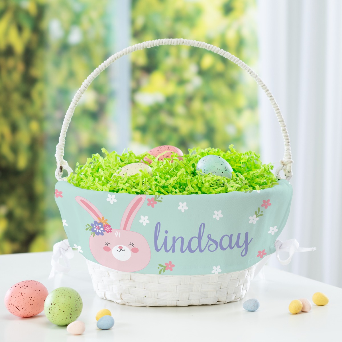 Floral bunny easter basket