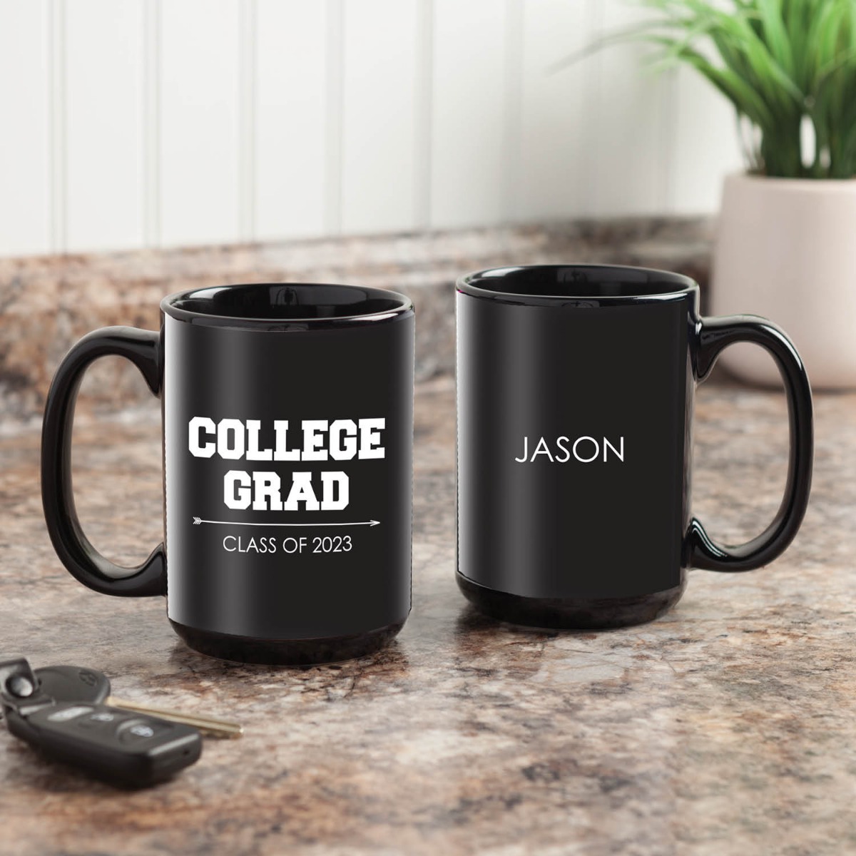 College Grad Personalized Black Coffee Mug - 15oz