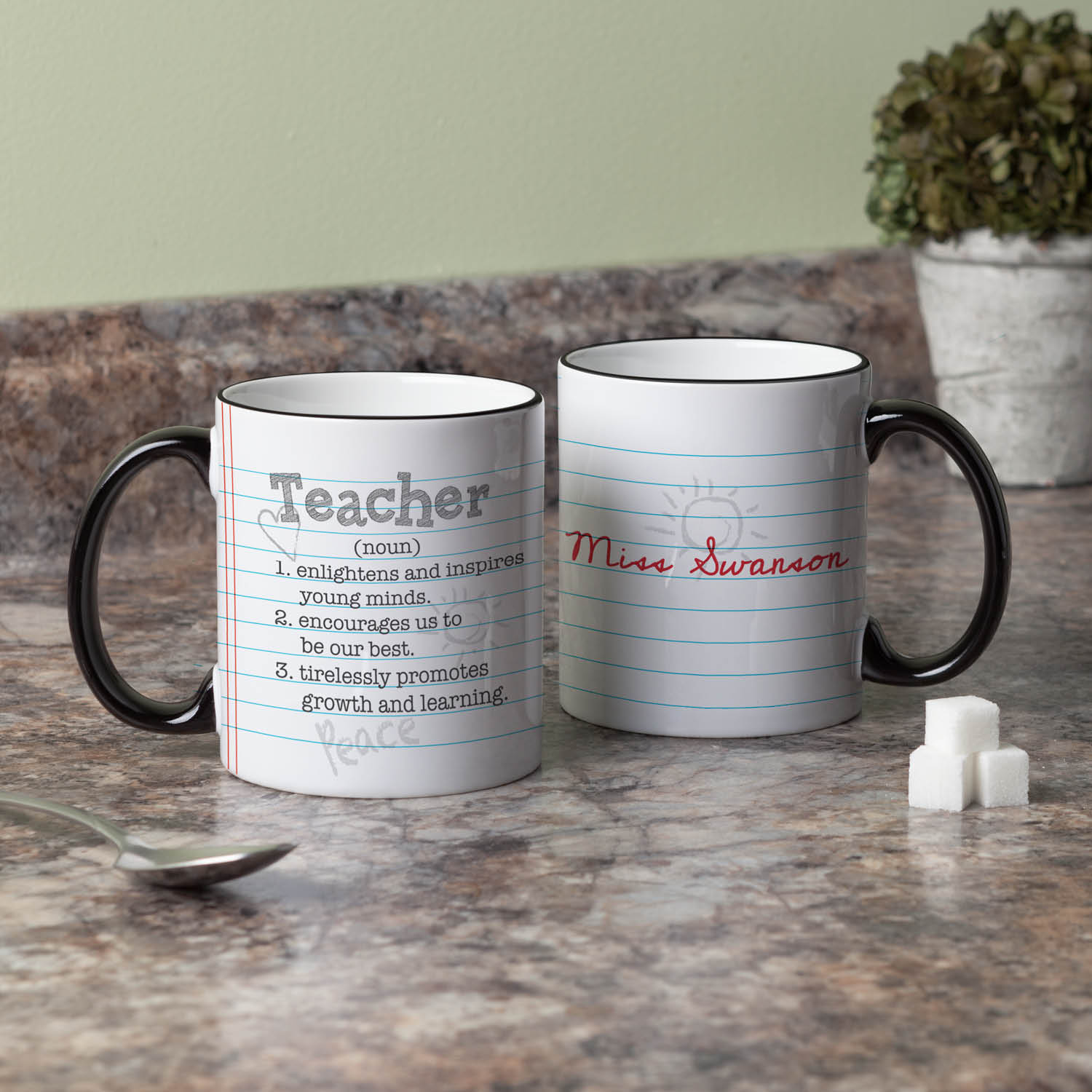Teacher Definition Personalized Black Handle Coffee Mug - 11 oz.