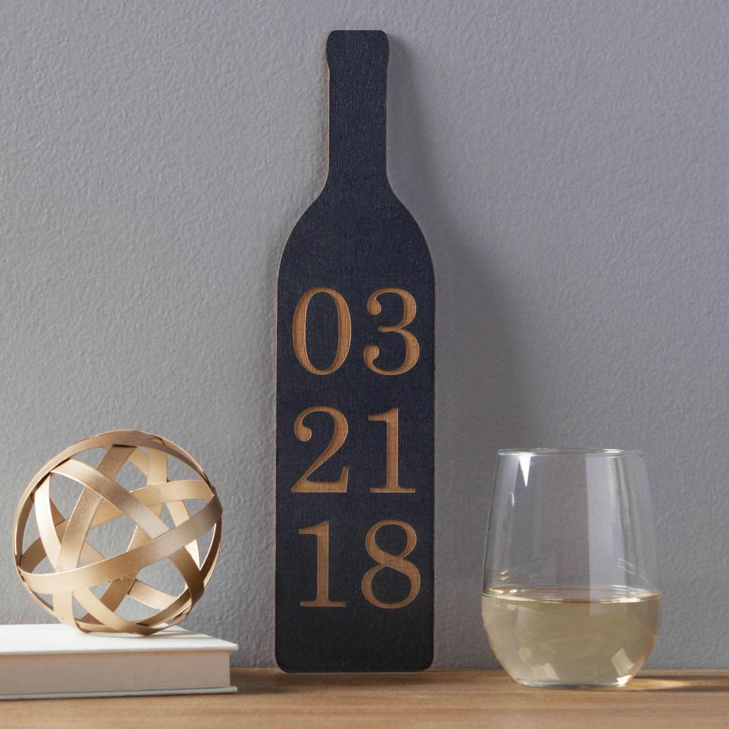Wedding Wine Bottle Personalized Black Wood Plaque