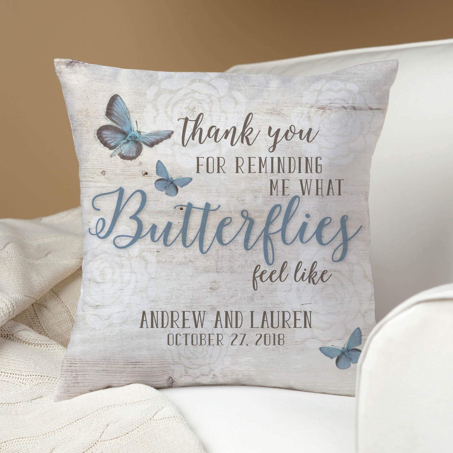 Feeling Butterflies Personalized Throw Pillow