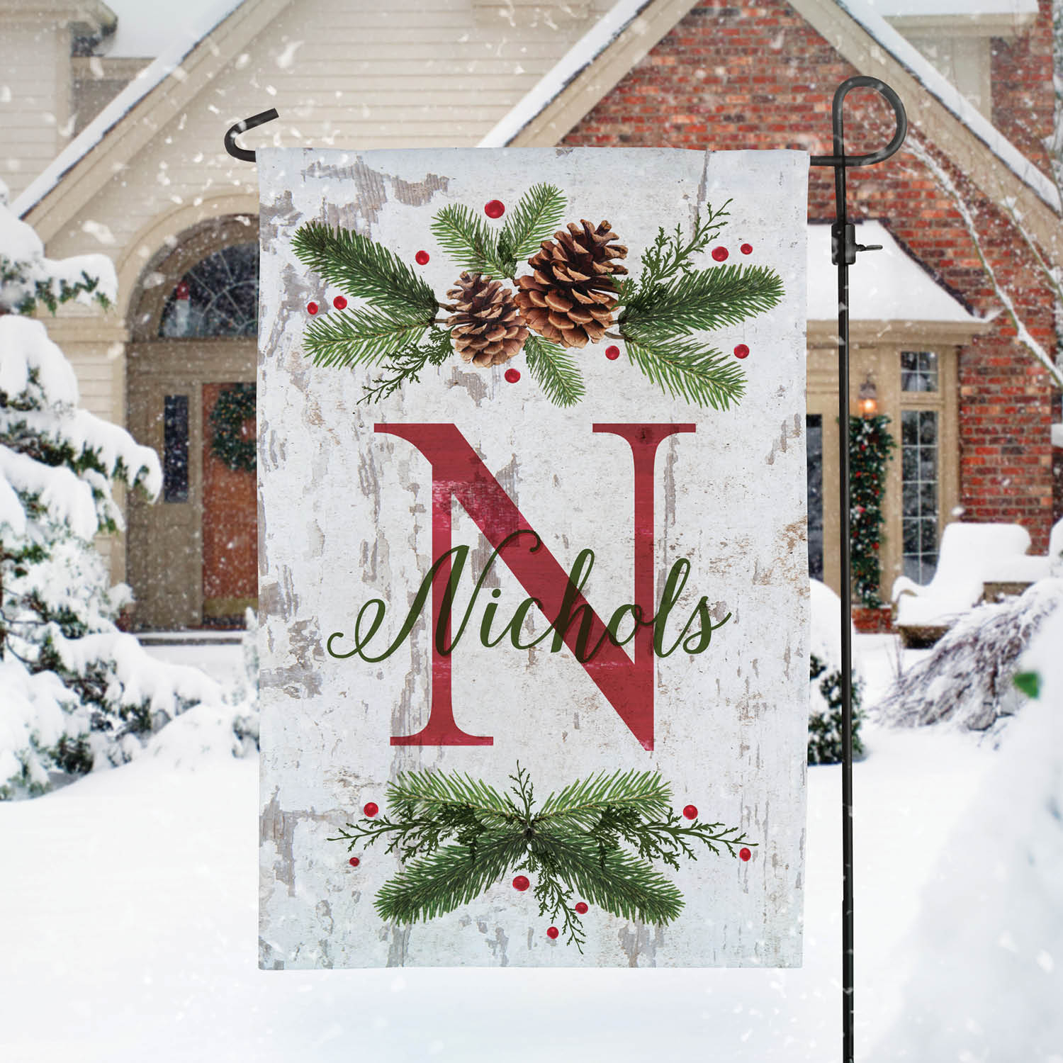 Christmas Pine Personalized Garden Flag