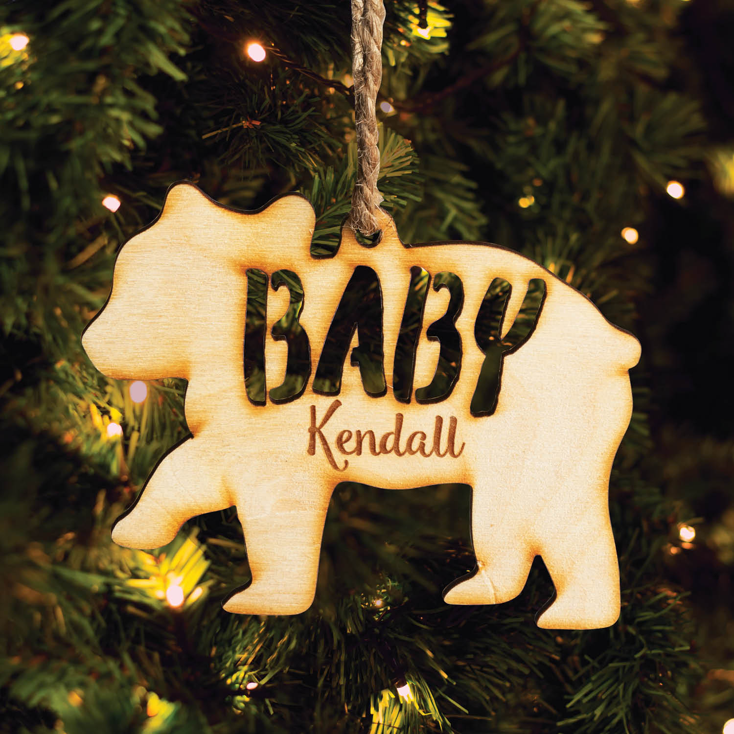 Baby Bear Personalized Wood Ornament 