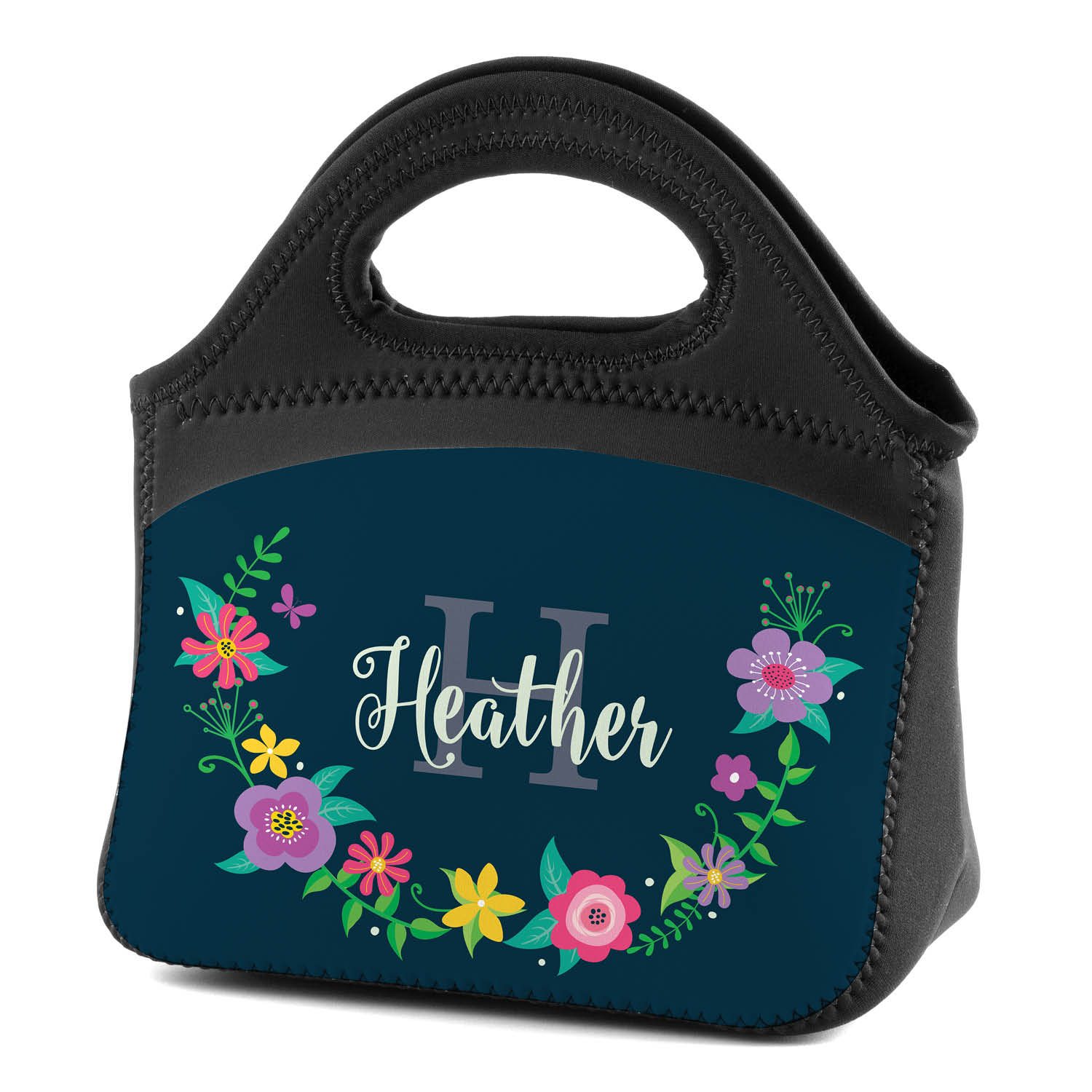 Floral Wreath Personalized Lunch Bag