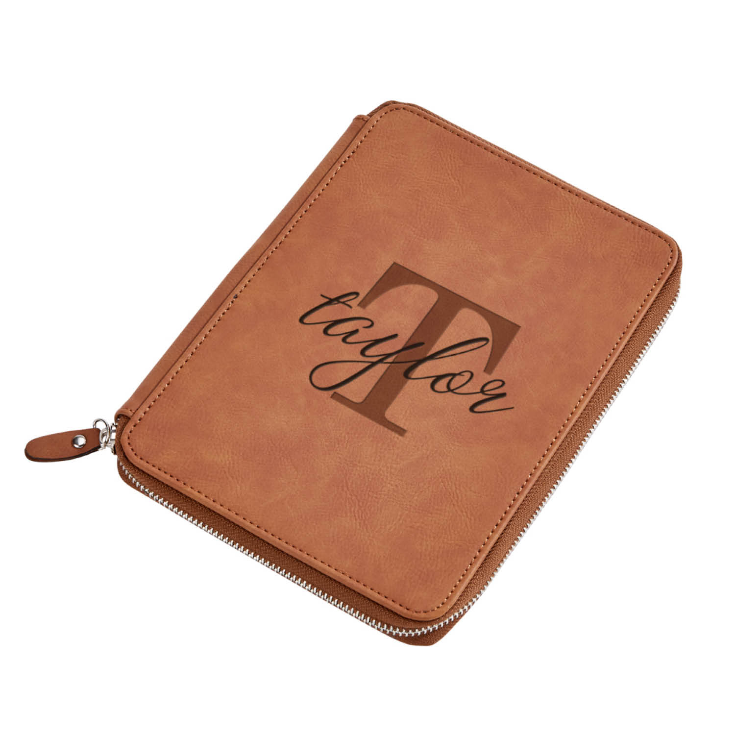 Name & Initial Caramel Leatherette Zip Case