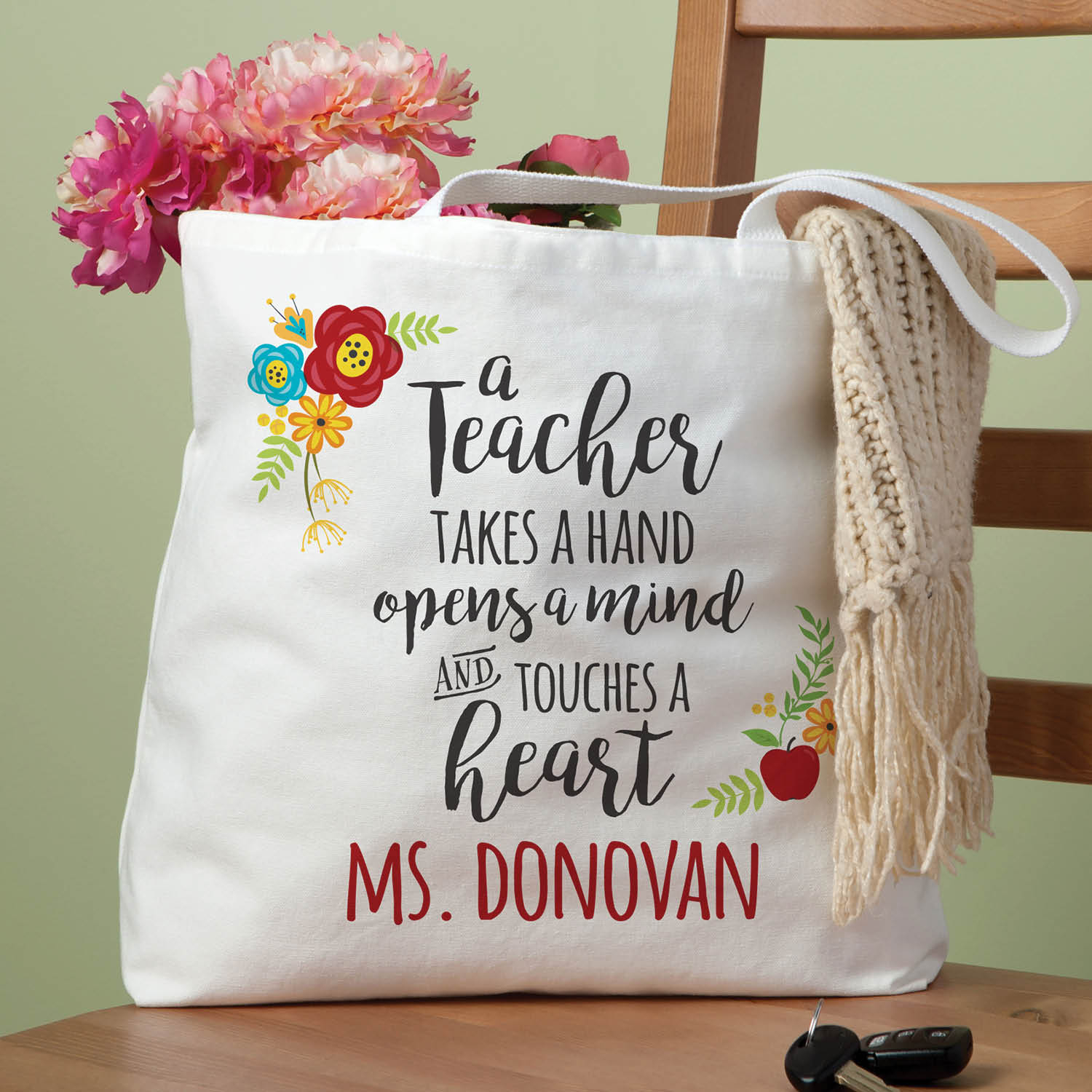 A Teacher Takes a Hand Personalized Tote Bag
