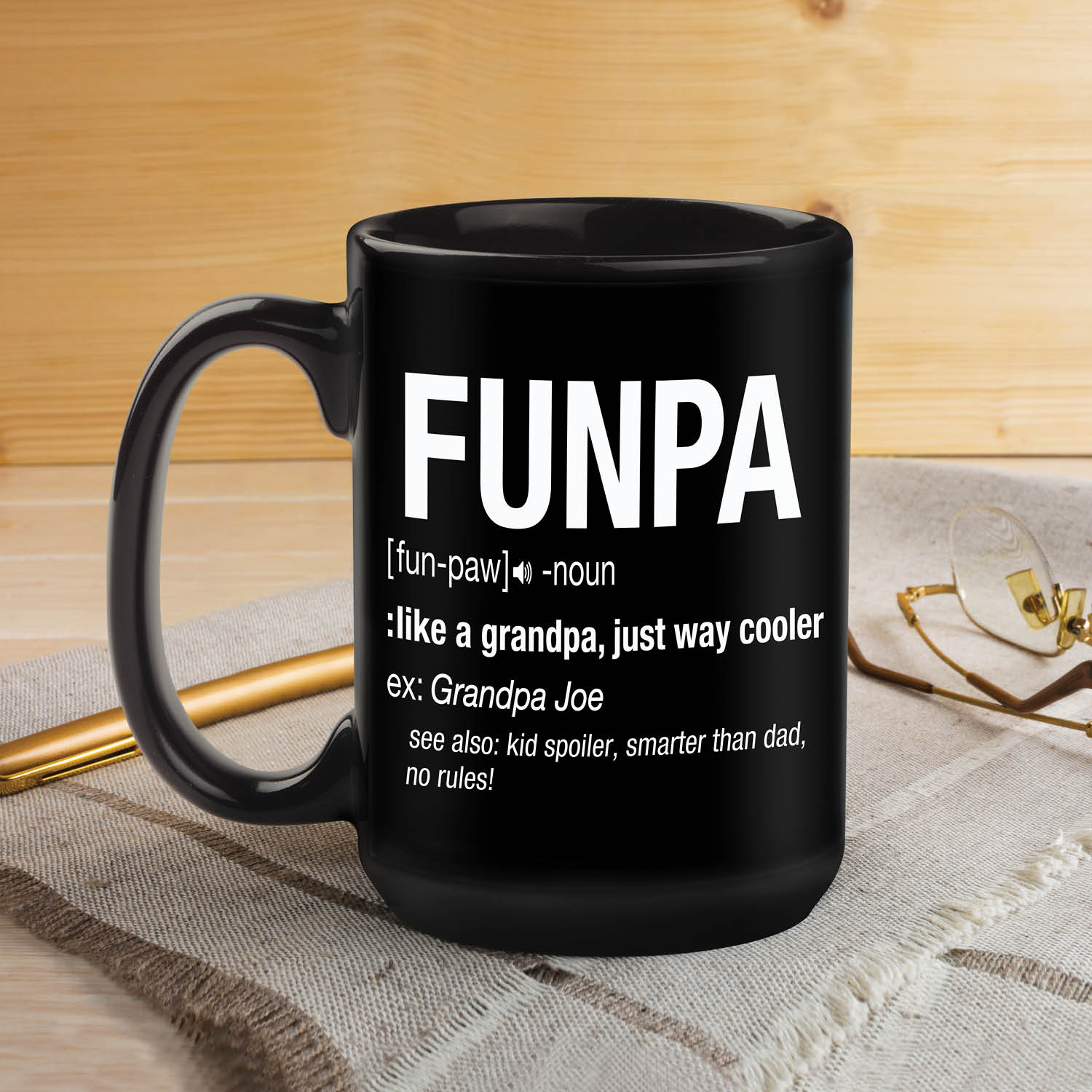 Funpa Personalized Black Coffee Mug - 15oz