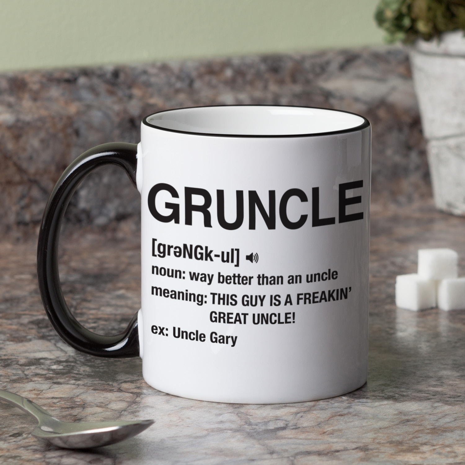 Gruncle Personalized Black Handle Coffee Mug - 11 oz.