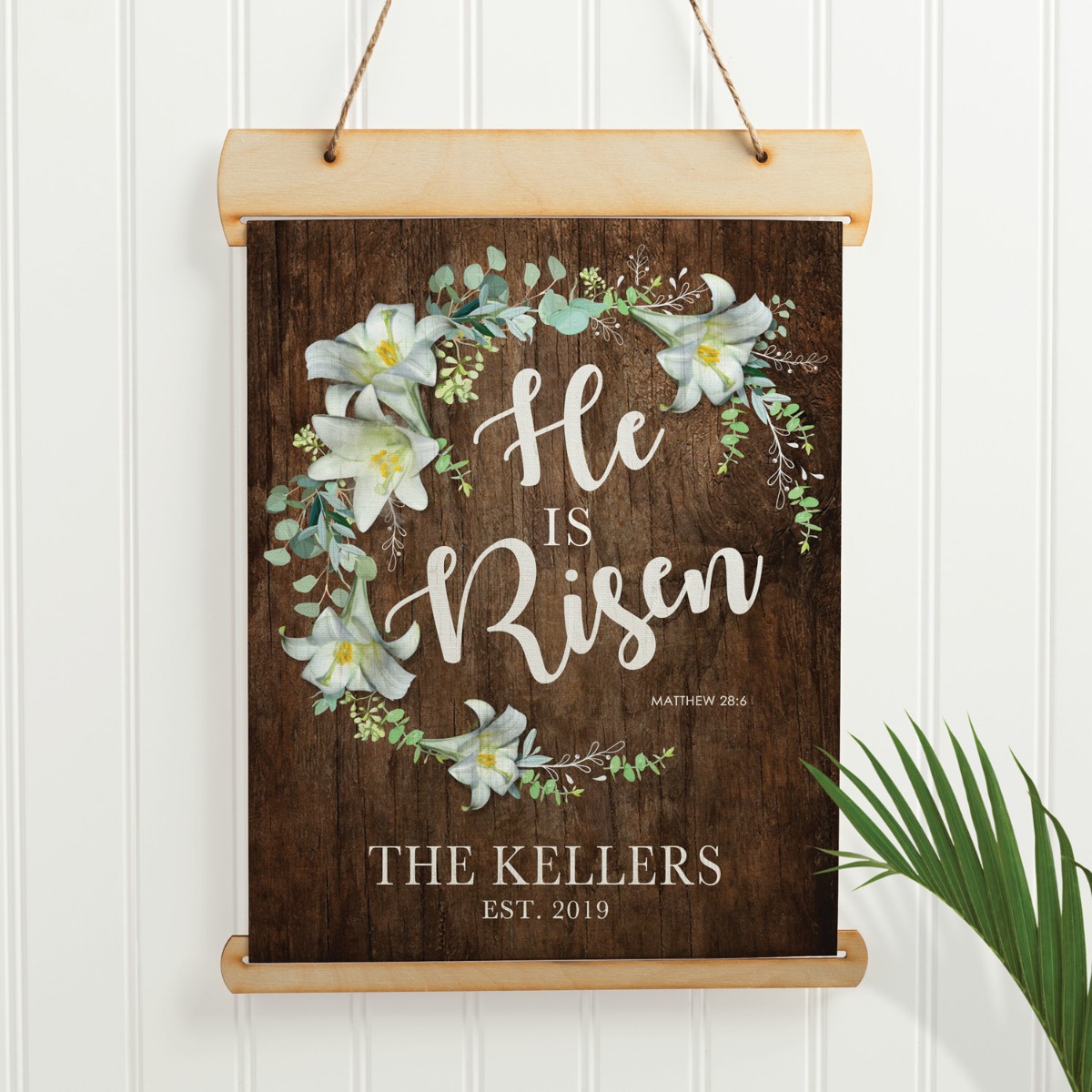 He Is Risen Personalized Hanging Canvas