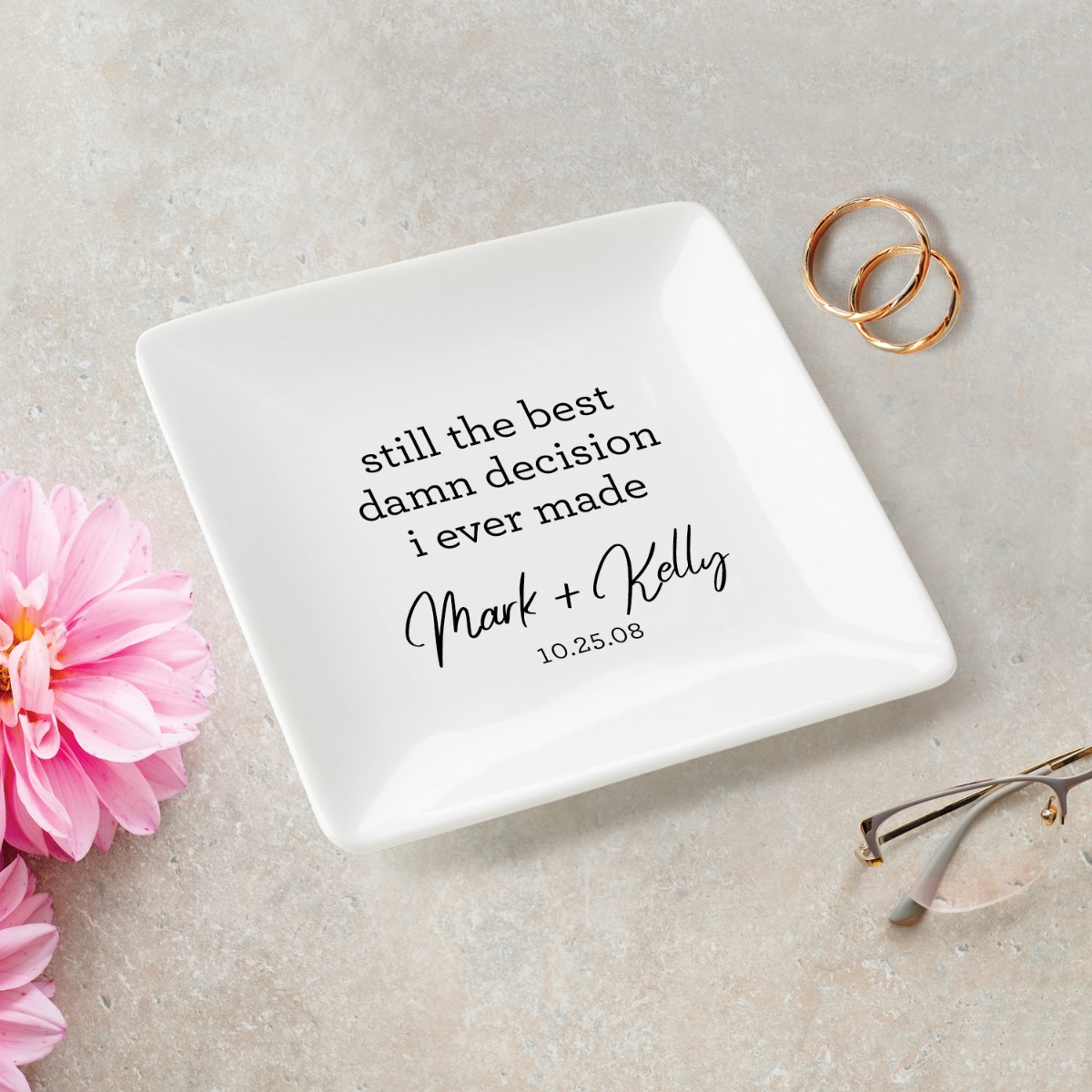 Best Decision Personalized Square Trinket Dish