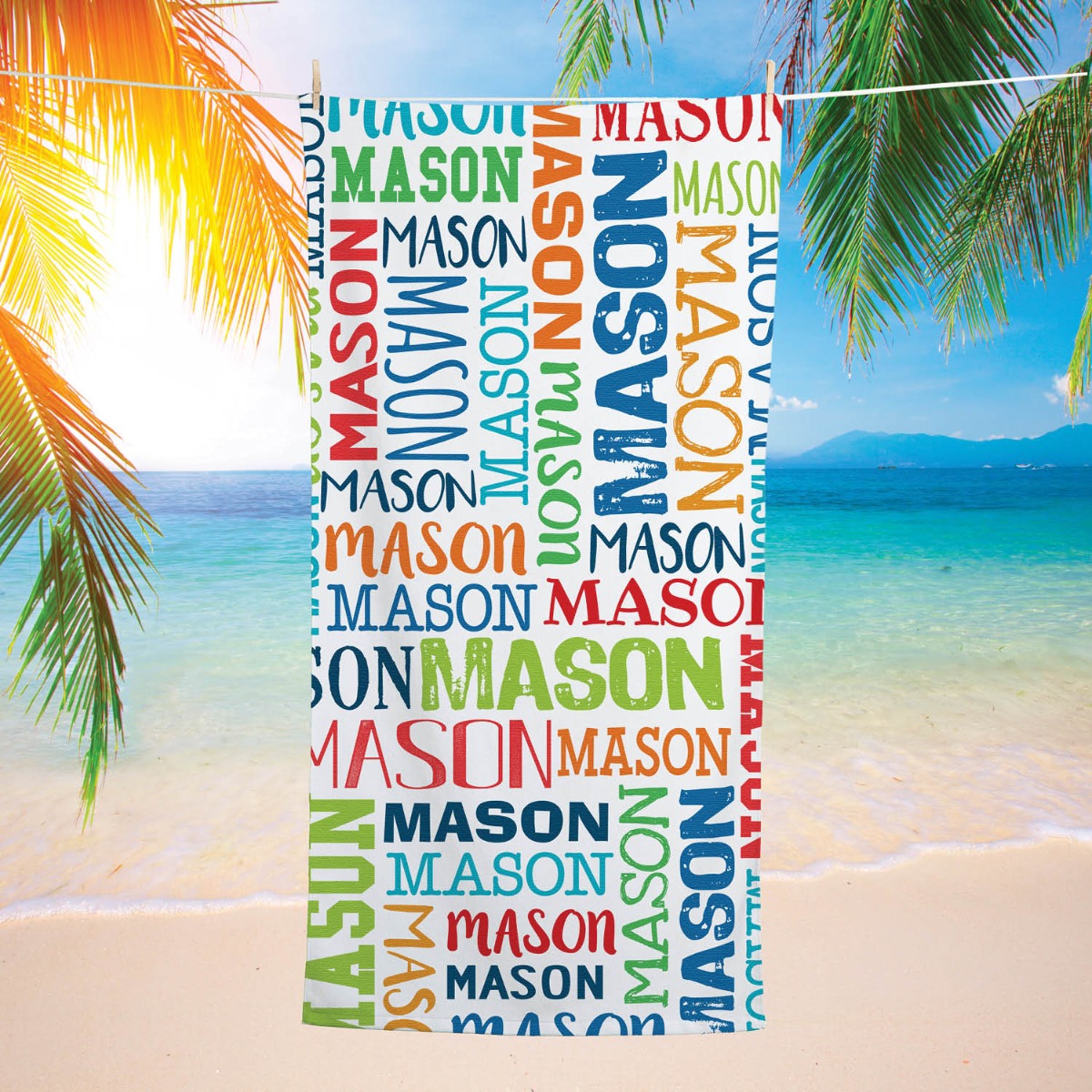 My Name Personalized Primary Beach Towel