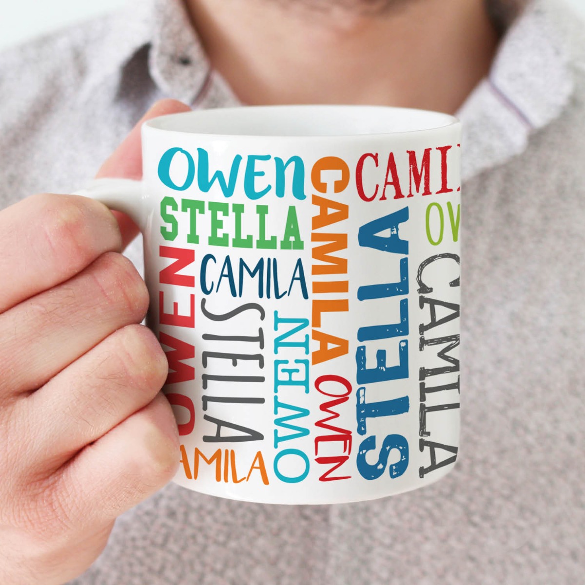 Three Names Repeating Personalized Coffee Mug