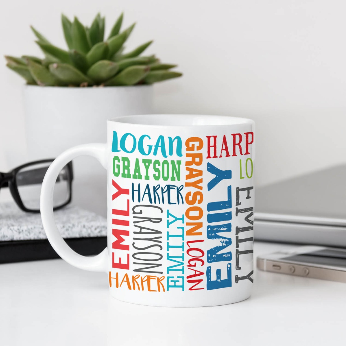Four Names Repeating Personalized Coffee Mug