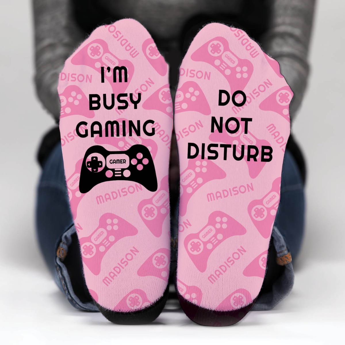 I'm Busy Gaming Pink Personalized Socks