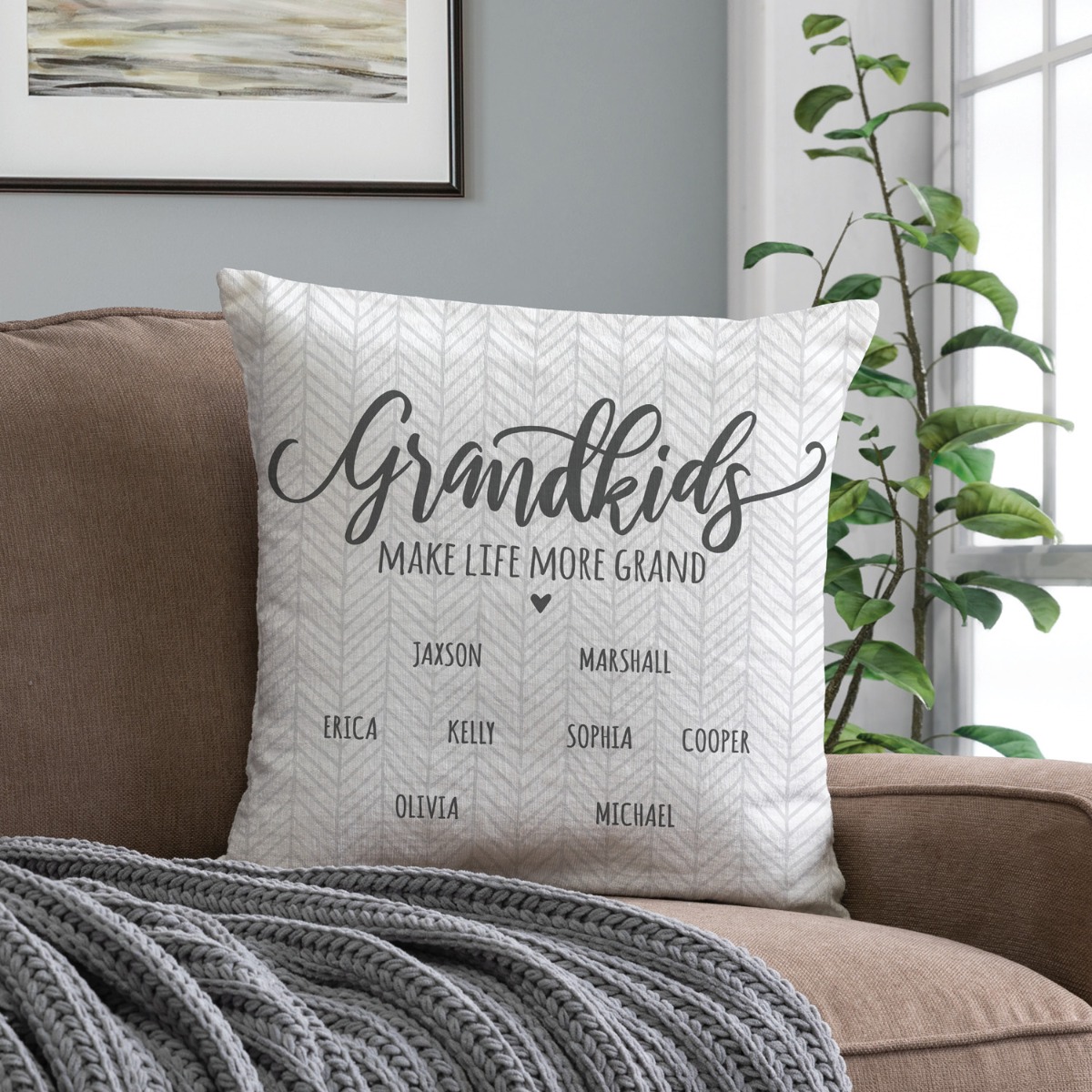 Grandkids Make Life More Grand Personalized 17" Throw Pillow