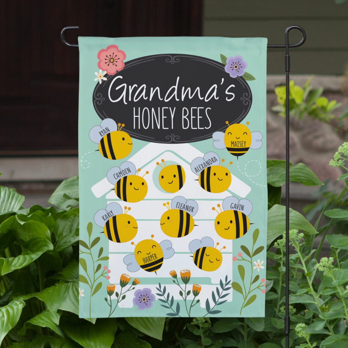 Grandma's Honey Bees Personalized Garden Flag