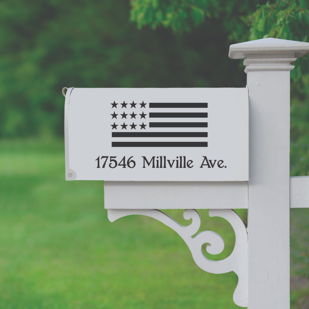 American Flag Personalized Mailbox Black Vinyl Decal