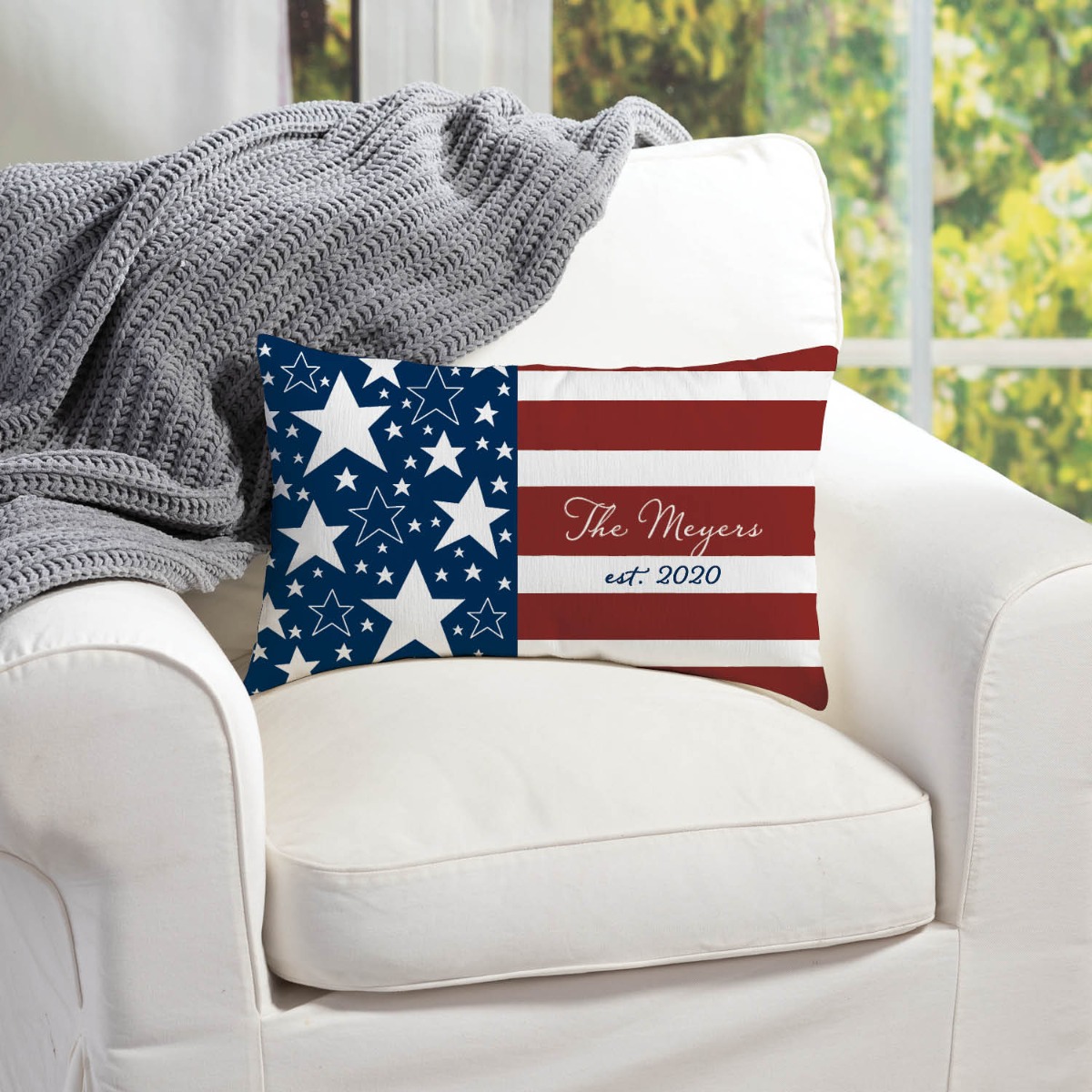 Stars & Stripes Personalized Lumbar Pillow