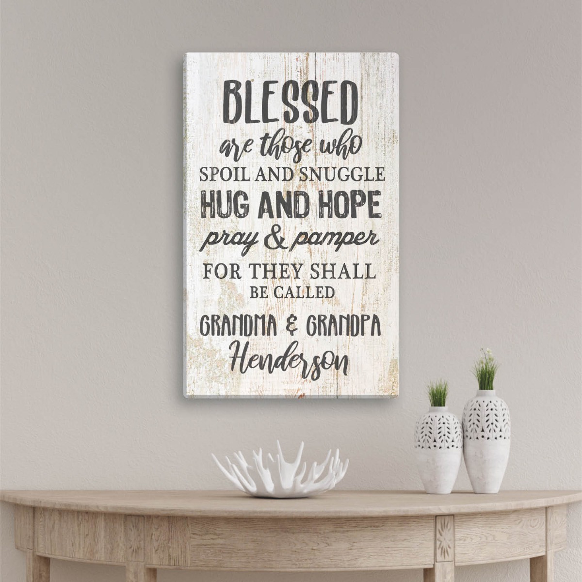 Blessed Are Those Grandparents Personalized 10x16 Canvas