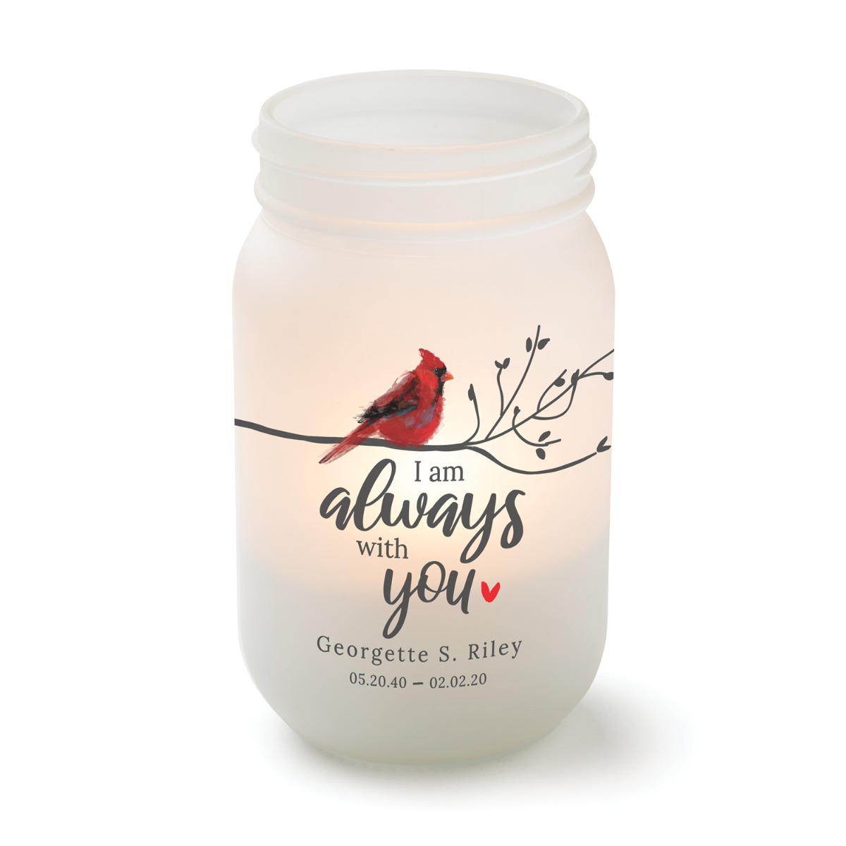 Always With You Memorial Personalized Mason Jar Votive Holder