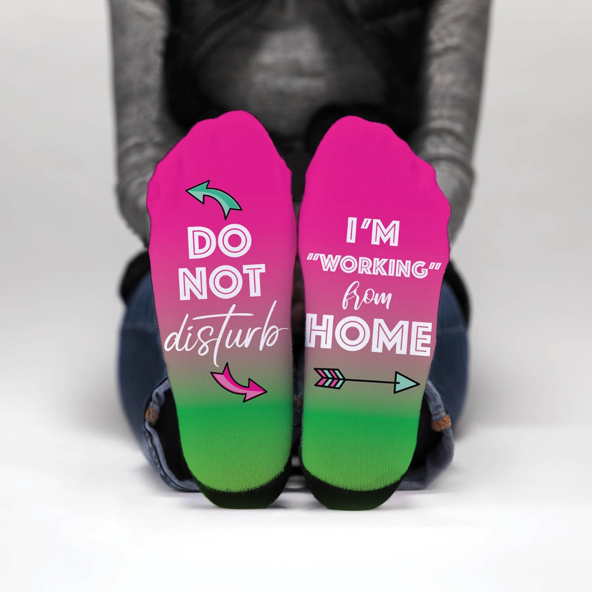 Pink And Green Do Not Disturb I'm "Working" From Home Unisex Socks