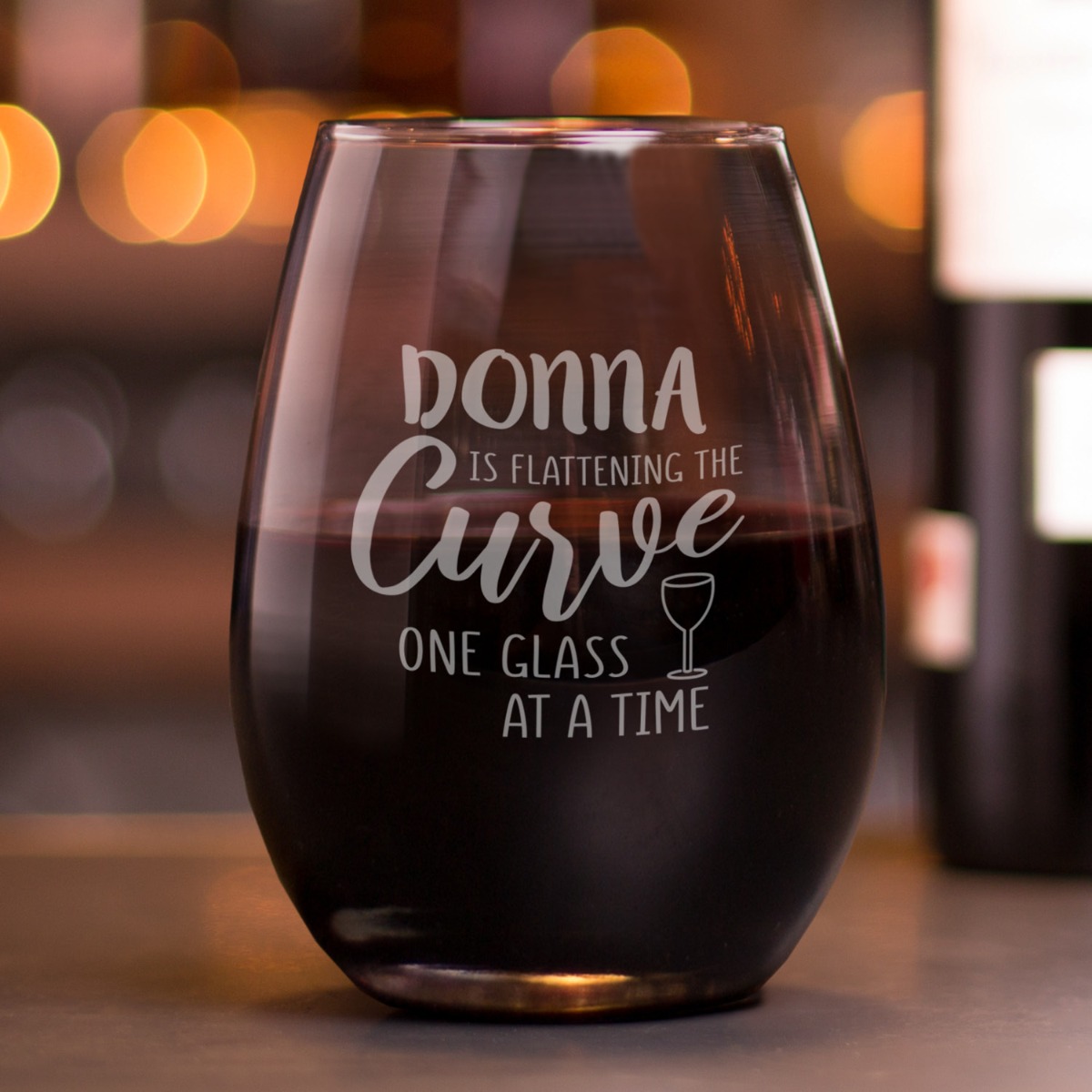 Flatten The Curve Personalized Stemless Wine Glass