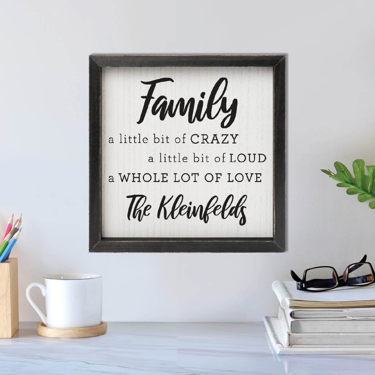 Black Framed Whole Lot Of Love Personalized White Wood Wall Art
