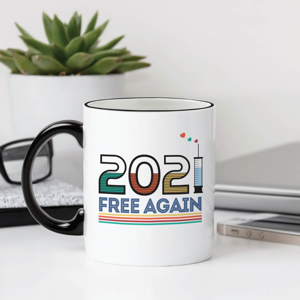 2021 Free Again Black Handle Coffee Mug - 11 oz.