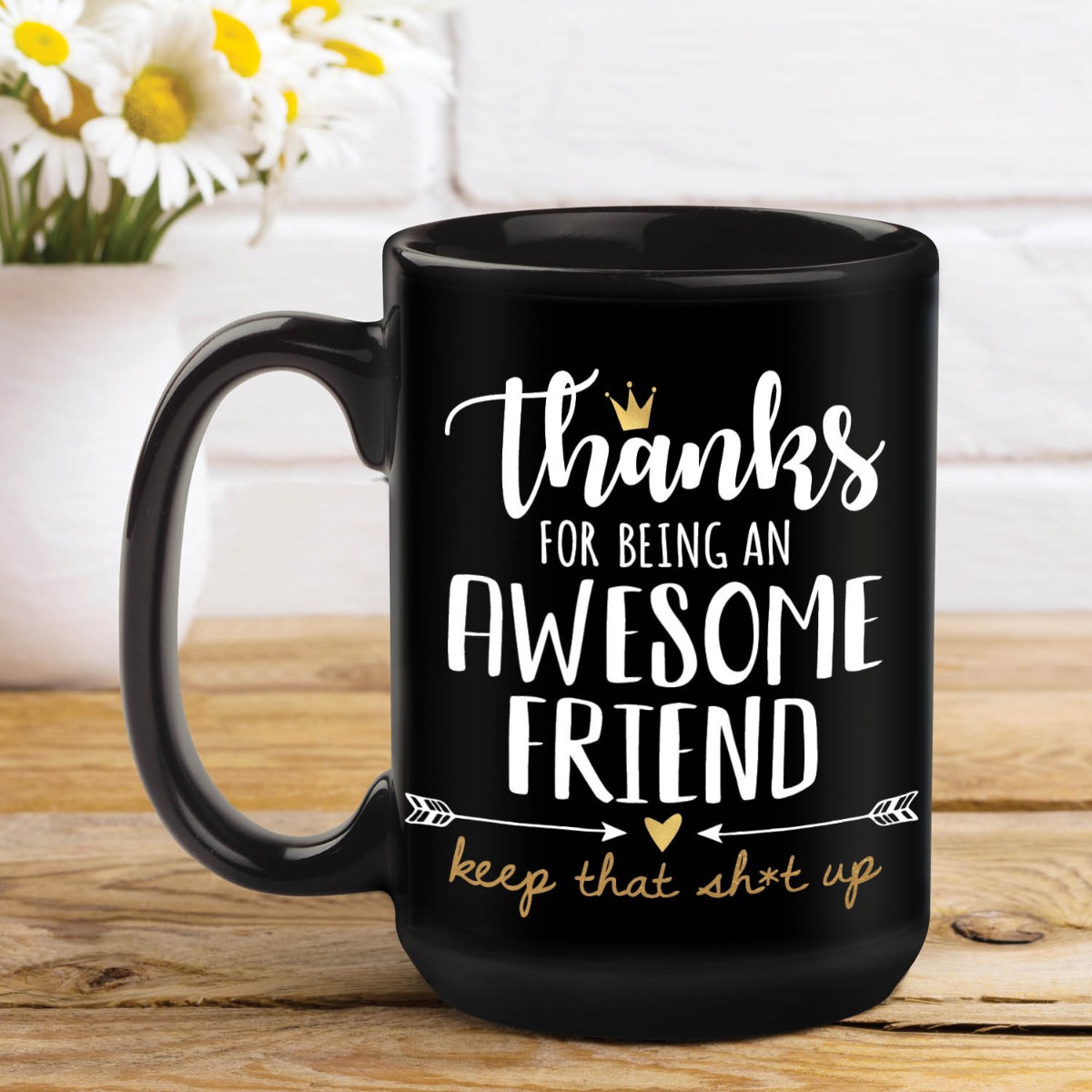 Thanks for Being an Awesome Friend Personalized Black Coffee Mug - 15oz
