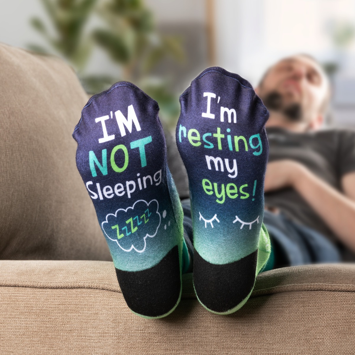Blue And Green I'm Not Sleeping Personalized Adult Socks