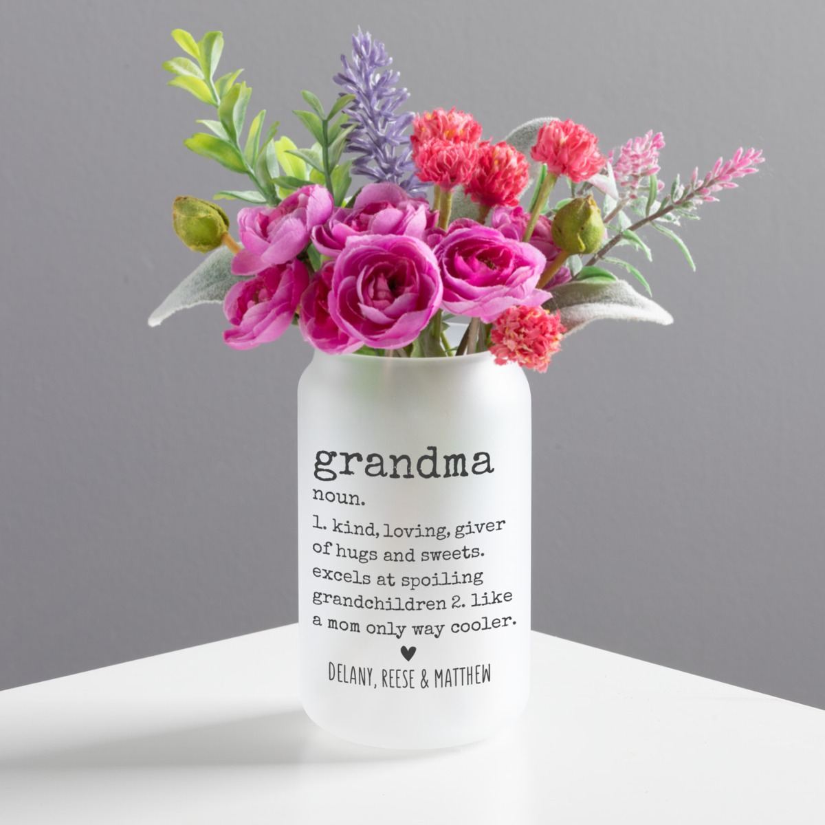 Grandma Definition Personalized Frosted Glass Flower Vase