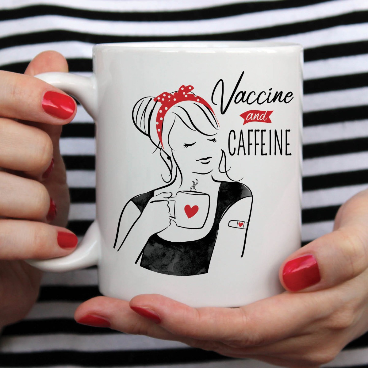 Vaccine and Caffeine Personalized White Coffee Mug - 11 oz.