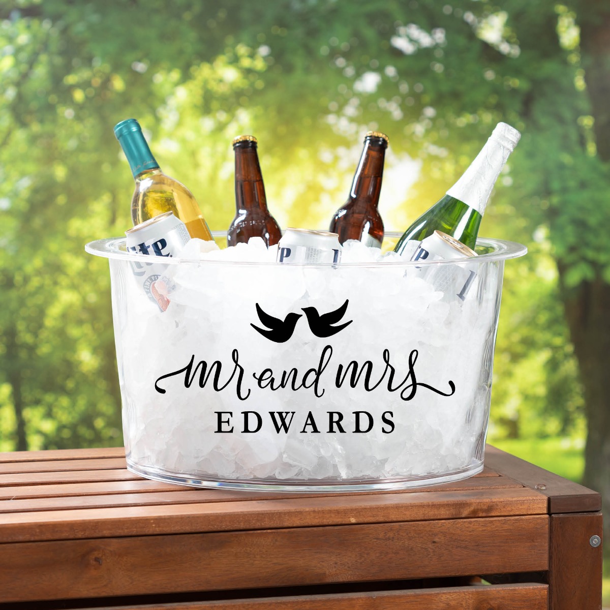 Mr. And Mrs. Personalized Clear Acrylic Insulated Beverage Tub