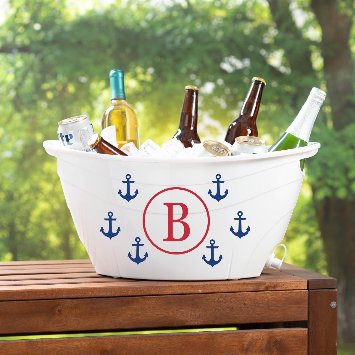 Anchor Personalized White Double Walled Beverage Tub