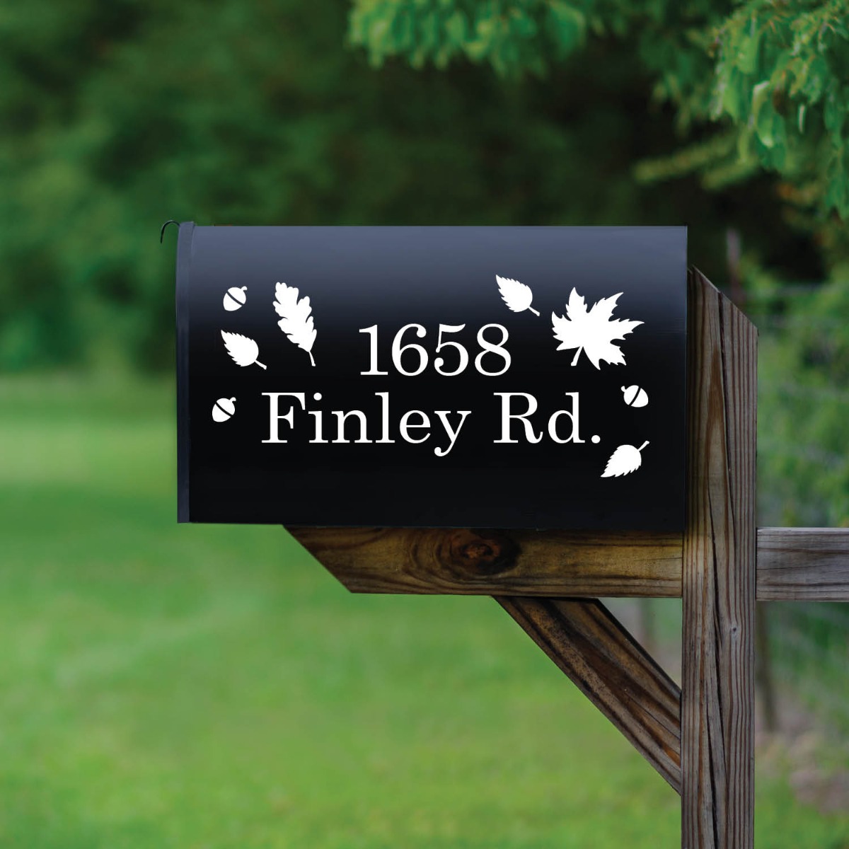 Fall Leaves Personalized White Mailbox Decal