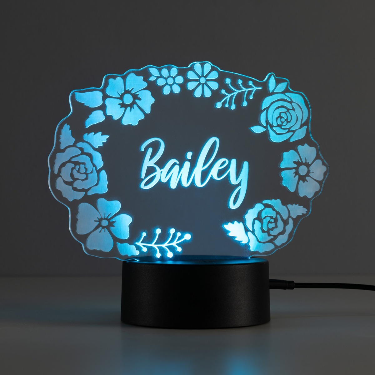 Floral Personalized Acrylic LED Nightlight 