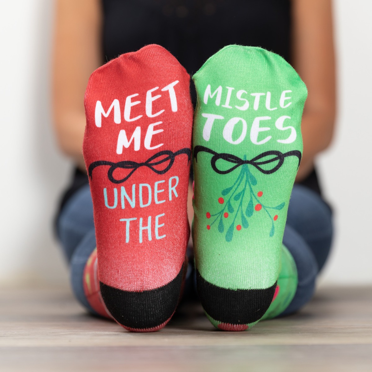 Meet Me Under the Mistletoes Personalized Adult Crew Socks