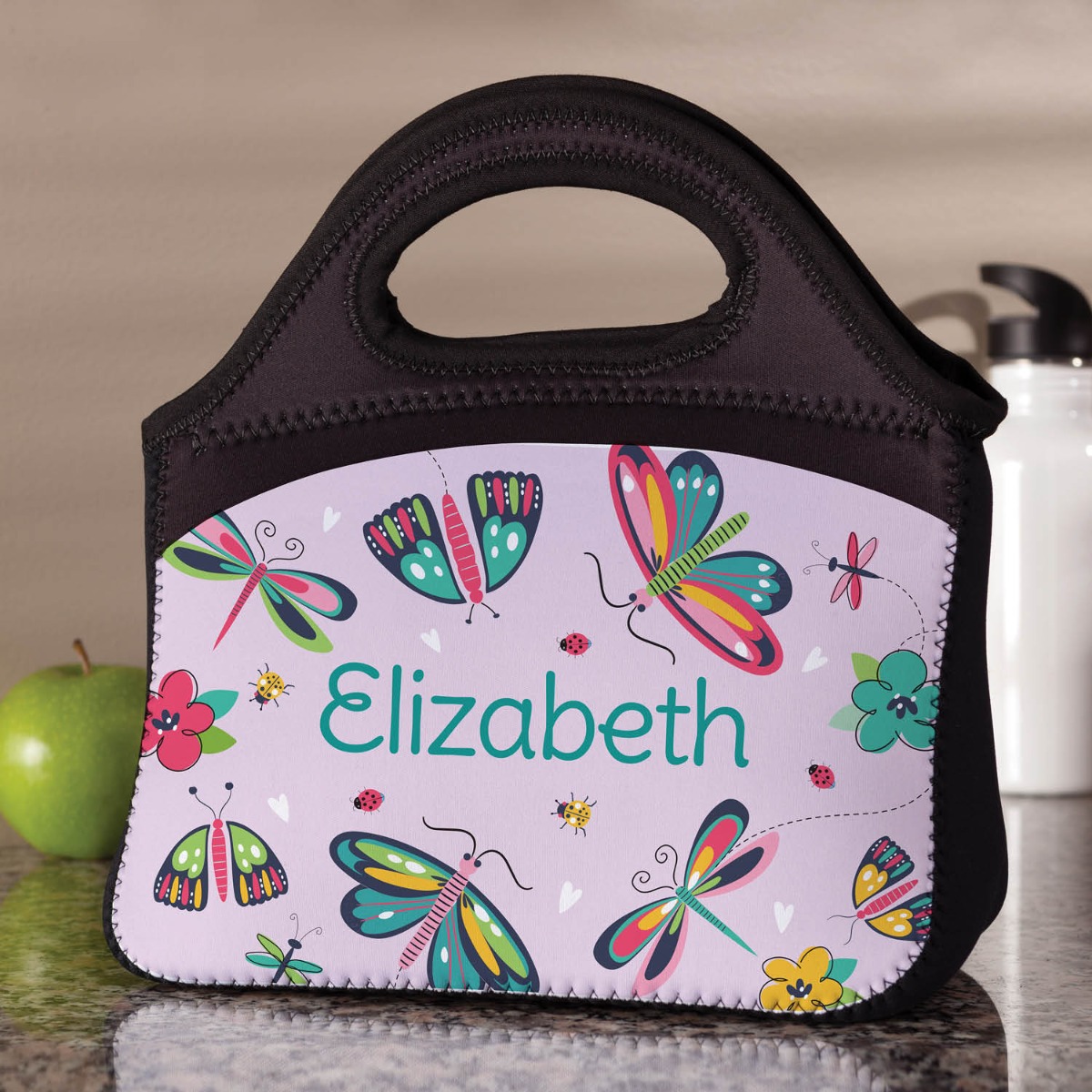 Colorful Butterflies and Bugs Personalized Lunch Bag