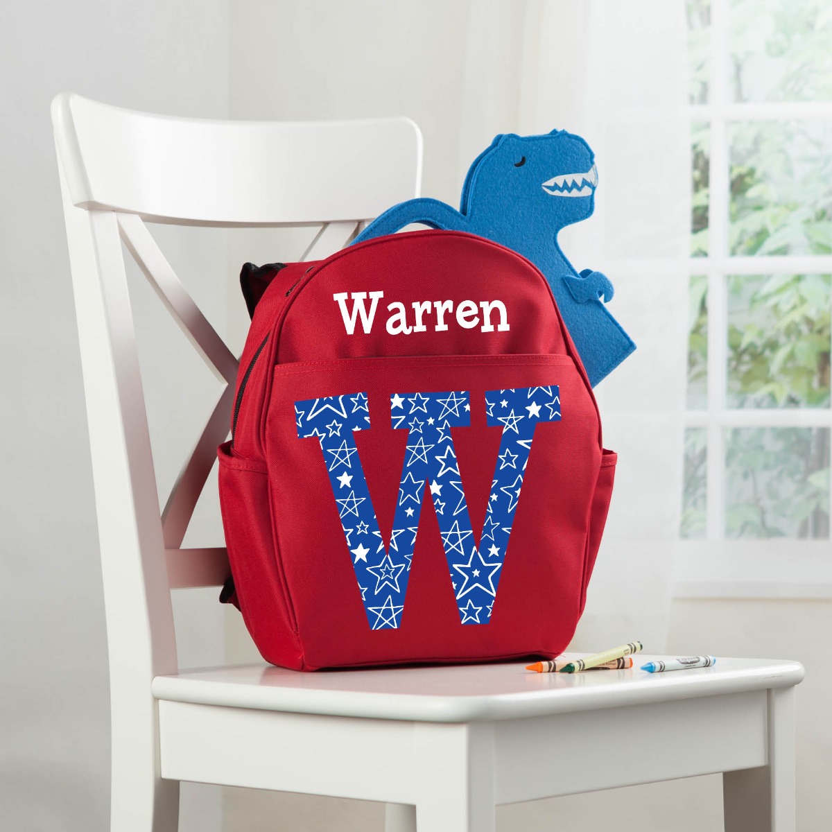 Starred Initial Red Toddler Backpack