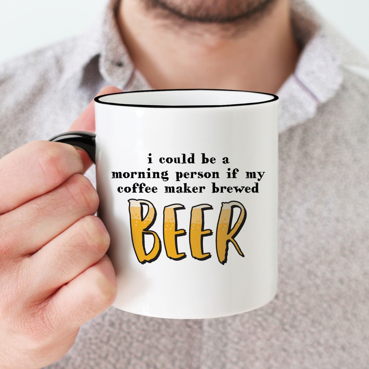 I Could be a Morning Person Personalized Black Handle Coffee Mug - 11 oz.